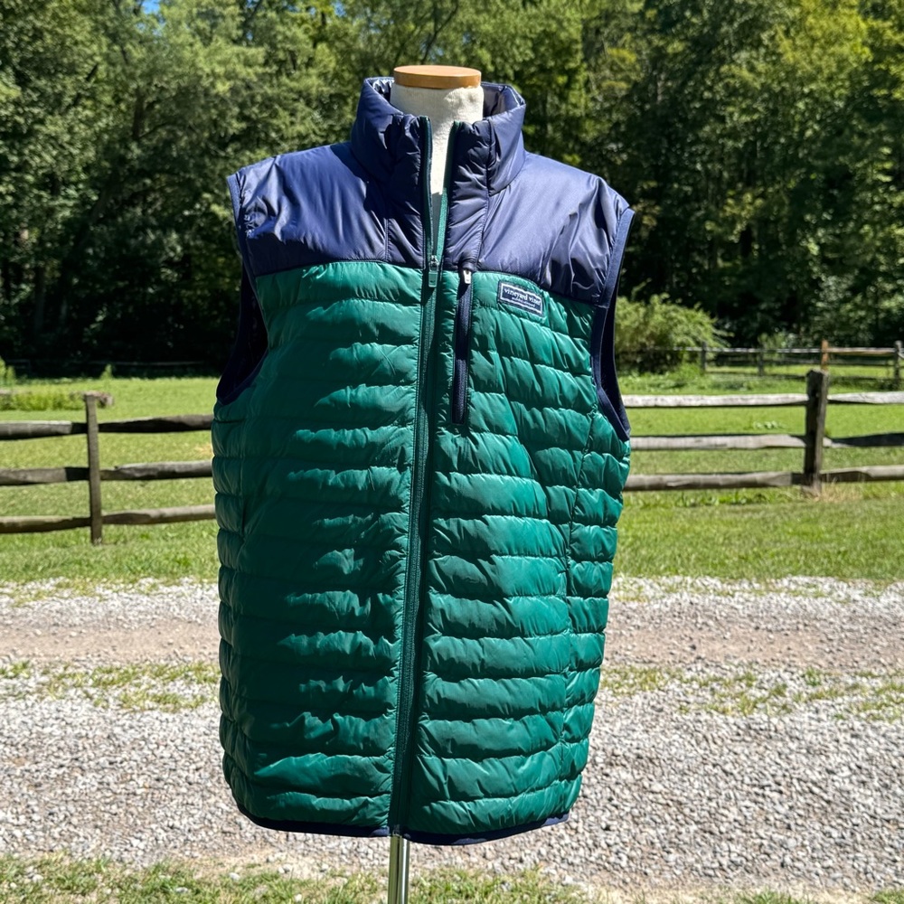Vineyard Vines Navy and Teal Puffer Vest